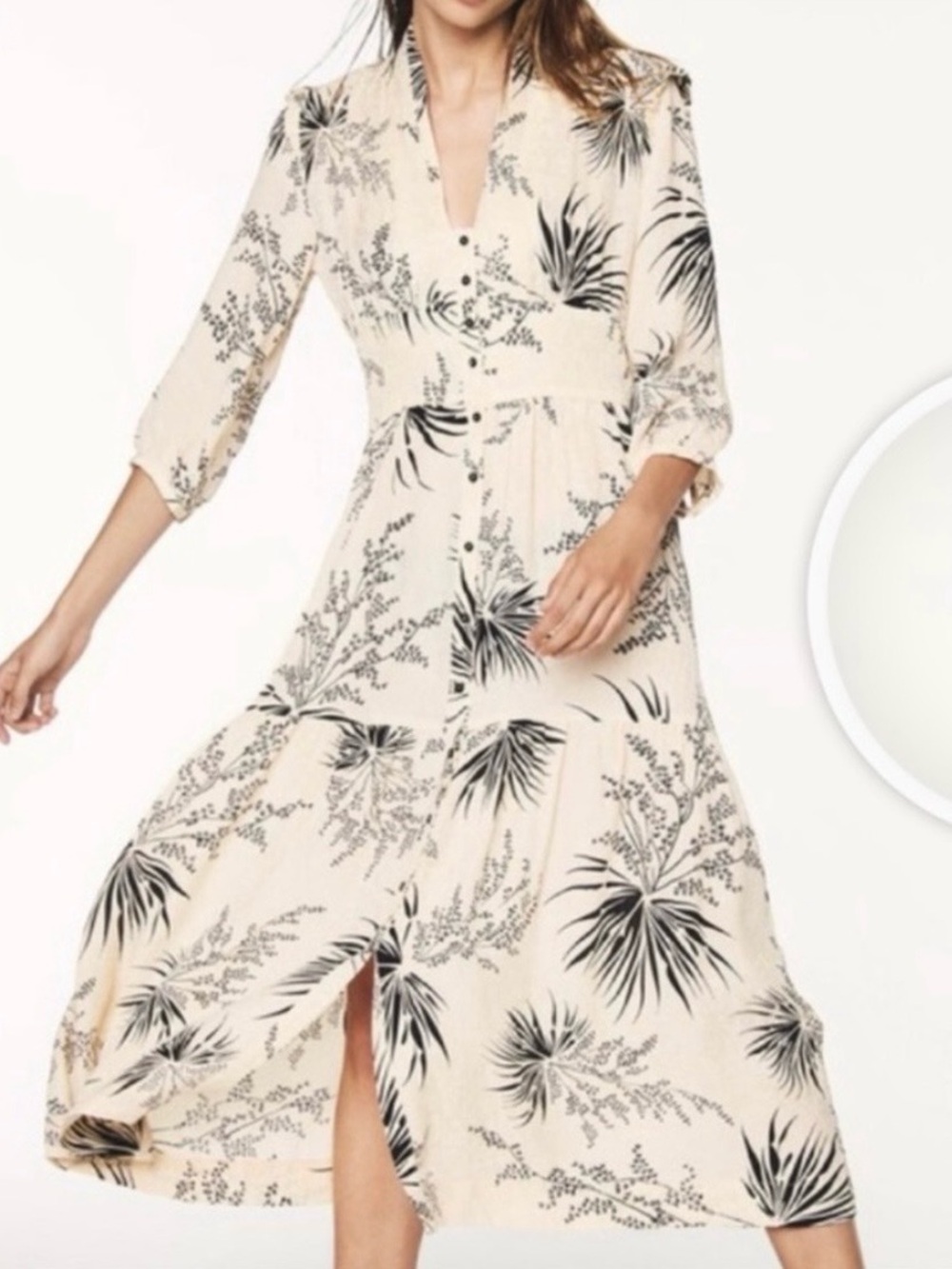 NWOT ba&sh Eleanor Dress - cream with floral print - small